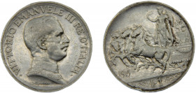ITALY Vittorio Emanuele III 1915 R 1 LIRA SILVER Kingdom, Rome Mint 5g KM# 57