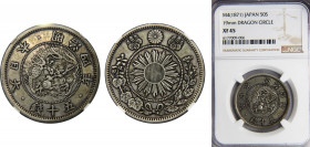 JAPAN Meiji 1871 50 SEN Silver NGC Year4, 19mm Dragon Circle Y# 4a