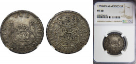 MEXICO Ferdinand VI 1759 2 REALES Silver NGC Mexico City Mint, Mo M, Columnario Type KM# 86