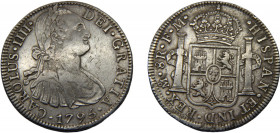 MEXICO Carlos IV 1795 Mo FM 8 REALES SILVER Spanish, Mexico City Mint 26.34g KM# 109