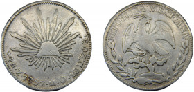 MEXICO 1857 Zs MO 4 REALES SILVER Federal Republic, Zacatecas Mint 13.05g KM#375.9