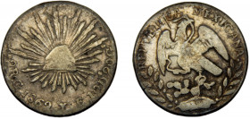 MEXICO 1862 Go YE 2 REALES SILVER Federal Republic, Guanajuato Mint 6.73g KM#374.8