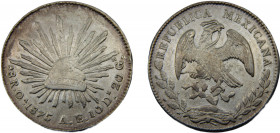 MEXICO 1874 Oa AE 8 REALES SILVER Federal Republic, Oaxaca Mint 26.91g KM#377.11