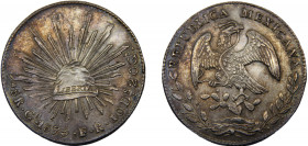 MEXICO 1875 Go FR 8 REALES SILVER Federal Republic, Guanajuato Mint 27.1g KM#377.8