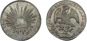 MEXICO 1877 Go FR 8 REALES SILVER Federal Republic, Guanajuato Mint 26.95g KM#377.8