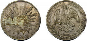 MEXICO 1883 Go SB 8 REALES SILVER Federal Republic, Guanajuato Mint 26.97g KM#377.8
