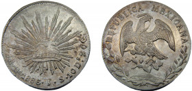 MEXICO 1886 Ga JS 8 REALES SILVER Federal Republic, Guadalajara Mint 27.07g KM#377.6