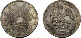 MEXICO 1889 As ML 8 REALES SILVER Federal Republic, Alamos Mint 27.14g KM#377