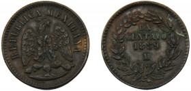MEXICO 1889 Mo 1 CENTAVO COPPER Federal Republic, Mexico City Mint 8.15g KM#391.6