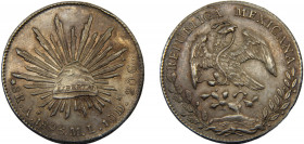 MEXICO 1893 As ML 8 REALES SILVER Federal Republic, Alamos Mint 27.25g KM#377