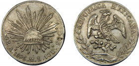 MEXICO 1895 As ML 8 REALES SILVER Federal Republic, Alamos Mint 26.9g KM#377