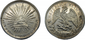 MEXICO 1902 Cn JQ 1 PESO SILVER Federal Republic, Culiacan Mint 27.03g KM#409