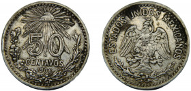 MEXICO 1906 M 50 CENTAVOS SILVER United Mexican States 12.47g KM# 445