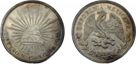 MEXICO 1908 Mo GV 1 PESO SILVER Federal Republic, Mexico City Mint 27.06g KM#409.2
