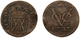 NETHERLANDS EAST INDIES 1732 1 DUIT COPPER United East India Company, Province of Gelderland 3.17g KM#50.1