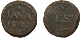 NETHERLANDS EAST INDIES 1800 1 STUIVER COPPER Java 15.32g KM# 205