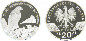 POLAND 2008 20 ZŁOTYCH Silver Sokół wędrowny (Falco peregrinus) 28.57g Y# 637