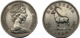 RHODESIA Elizabeth II 1964 2½ SHILLINGS / 25 CENTS ALLOY British 14.01g KM# 4