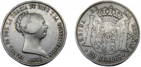 SPAIN Isabel II 1850 20 REALES SILVER Kingdom, Madrid Mint 25.99g KM#593.2