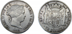 SPAIN Isabel II 1858 20 REALES SILVER Kingdom, Madrid Mint 25.65g KM#609.2