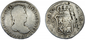 SPAIN Fernando VII 1825 S JB 2 REALES SILVER Kingdom, Seville Mint 5.56g KM#460.3
