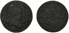 SPAIN Isabel II 1846 J 4 MARAVEDIS COPPER Kingdom, Jubia Mint 4.28g KM#530.2