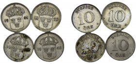 SWEDEN Gustaf V 1931/1937/1938/1942 10 ORE SILVER Crowned shield with the three crowns 1.4g KM# 785