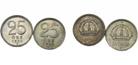 SWEDEN Gustaf V 1949/1950 25 ORE SILVER Large crown above name of the country and mintmark 2.3g KM# 816