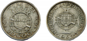 TIMOR LESTE 1964 10 ESCUDOS SILVER Portuguese Timor › Overseas province of Portugal (1951-1974) 7.03g KM# 16