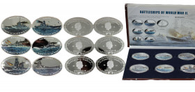 TOKELAU 2013 1 DOLLAR Silver plated Set 6 Coins Colored, Bismarck/Prince of Wales/Richelieu/Sevastopol/USS Missouri/Yamato