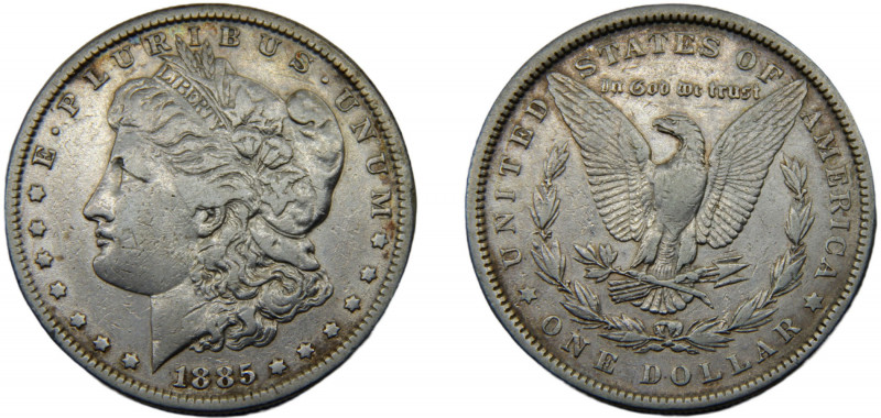 UNITED STATES 1885 1 DOLLAR SILVER Liberty head, Morgan, Philadelphia 26.53g KM#...