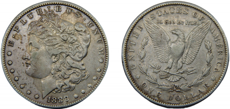 UNITED STATES 1888 1 DOLLAR SILVER Liberty head, Morgan, Philadelphia 26.57g KM#...