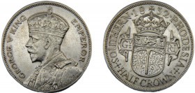 ZIMBABWE George V 1932 1/2 CROWN SILVER Southern Rhodesia, Crowned head of King George V facing left, 14.08g KM# 5