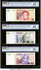 Argentina Banco Central 20; 50; 100 Pesos ND (1999-2003) Pick 349s; 350s; 351s Three Specimen PCGS Gold Shield Choice UNC 64 OPQ (2); Gem UNC 66 OPQ. ...