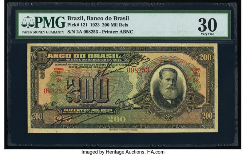 Brazil Banco do Brasil 200 Mil Reis 8.1.1923 Pick 121 PMG Very Fine 30. 

HID098...