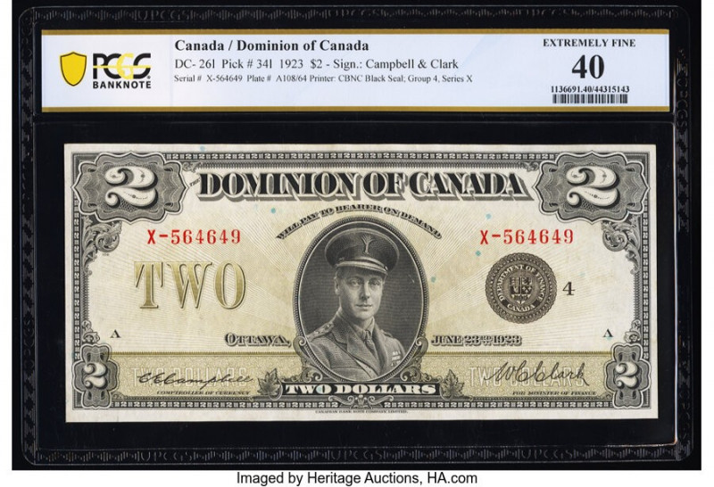Canada Dominion of Canada $2 23.6.1923 DC-26l PCGS Banknote Extremely Fine 40. 
...