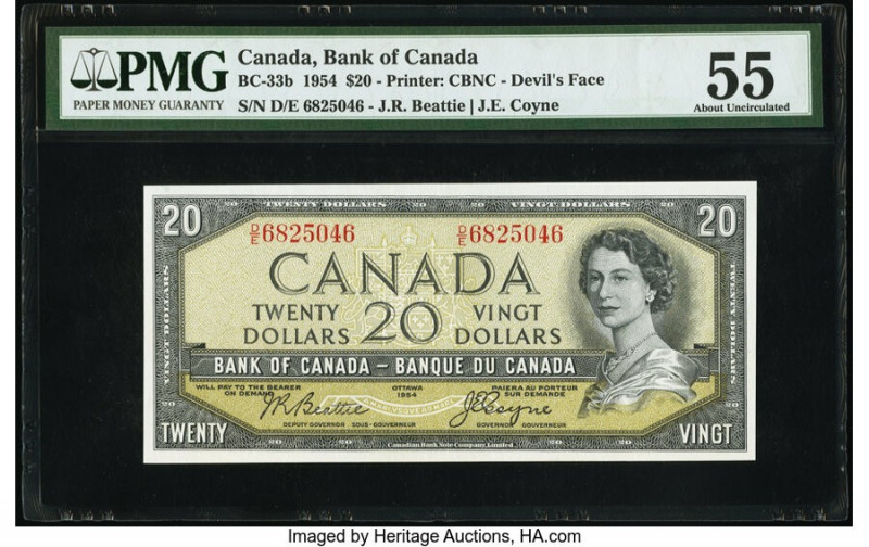 Canada Bank of Canada $20 1954 BC-33b "Devil's Face" PMG About Uncirculated 55. ...