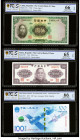 China Central Bank of China (2); People's Bank of China 5; 1000; 100 Yuan 1936; 1945; 2015 Pick 217a; 290; 910 Three Examples PCGS Gold Shield Gem UNC...