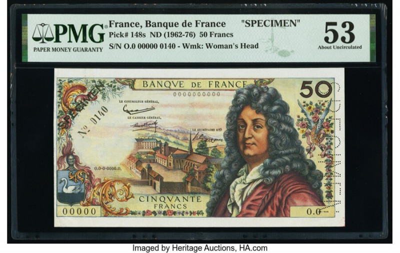 France Banque de France 50 Francs ND (1962-76) Pick 148s Specimen PMG About Unci...