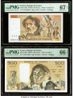 France Banque de France 100; 500 Francs 1985; 3.1.1991 Pick 154b; 156h Two examples PMG Superb Gem Unc 67 EPQ; Gem uncirculated 66 EPQ. 

HID098012420...