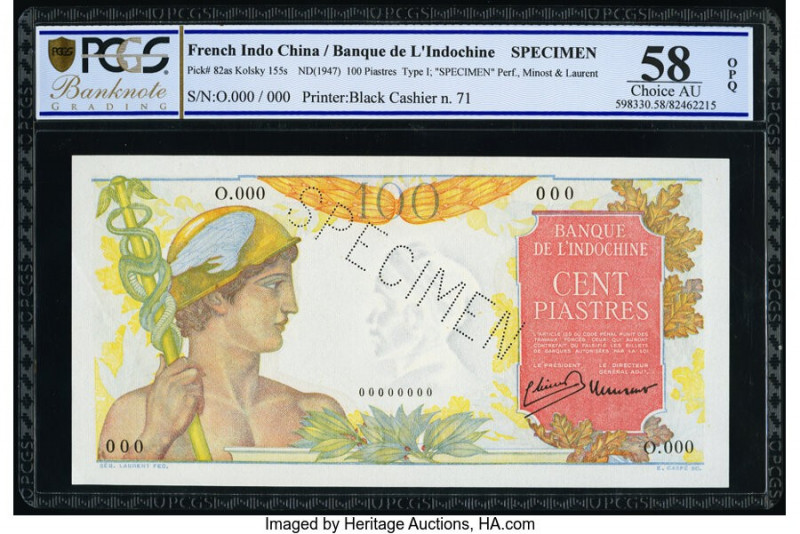 French Indochina Banque de l'Indo-Chine 100 Piastres ND (1947-49) Pick 82as Spec...
