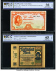 Germany Imperial Bank Note 5000 Mark 16.9.922 Pick 77 PCGS Banknote Gem UNC 65 OPQ; Ireland - Republic Central Bank of Ireland 10 Shillings 6.6.1968 P...
