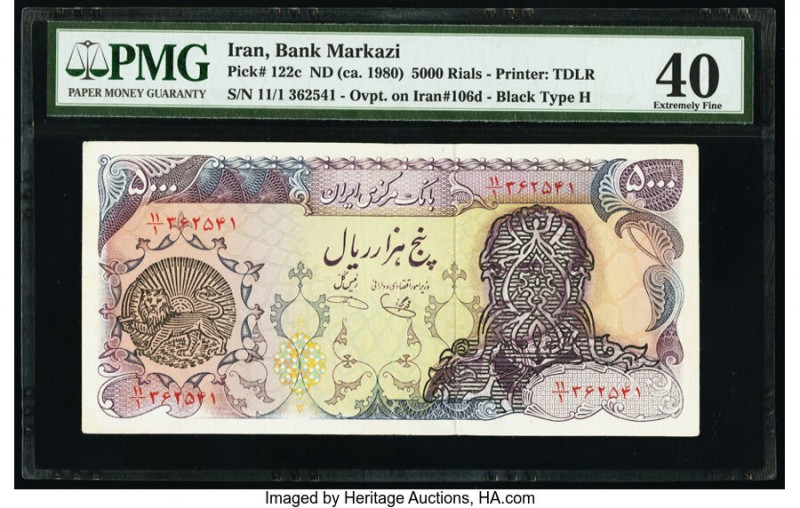 Iran Islamic Republic Provisional Issue 5000 Rials ND (ca. 1980) Pick 122c PMG E...