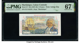 Martinique Caisse Centrale de la France d'Outre-Mer 5 Francs ND (1947-49) Pick 27 PMG Superb Gem Unc 67 EPQ. 

HID09801242017

© 2022 Heritage Auction...
