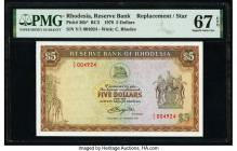 Rhodesia Reserve Bank of Rhodesia 5 Dollars 20.10.1978 Pick 36b* RC3 Replacement PMG Superb Gem Unc 67 EPQ. 

HID09801242017

© 2022 Heritage Auctions...