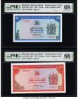 Rhodesia Reserve Bank of Rhodesia 1; 2 Dollar 2.8.1979; 10.4.1979 Pick 38a*; 39a* Two Replacement Examples PMG Superb Gem Unc 68 EPQ; Gem Uncirculated...