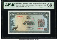 Rhodesia Reserve Bank of Rhodesia 10 Dollars 2.1.1979 Pick 41a* RD5 Replacement PMG Gem Uncirculated 66 EPQ. 

HID09801242017

© 2022 Heritage Auction...