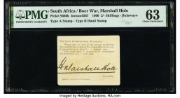 South Africa Matabeleland 2 Shillings 1.10.1900 Pick S666b PMG Choice Uncirculated 63. Faded stamp is present on this example.

HID09801242017

© 2022...