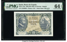 Spain Banco de Espana 25 Pesetas 1940 (ND 1943) Pick 116a PMG Choice Uncirculated 64 EPQ. 

HID09801242017

© 2022 Heritage Auctions | All Rights Rese...