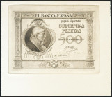 500 Pesetas. 25 de Enero de 1925. Prueba de anverso en color negro de un billete no emitido. (Edifil 2021: NE22P). Rara. SC.